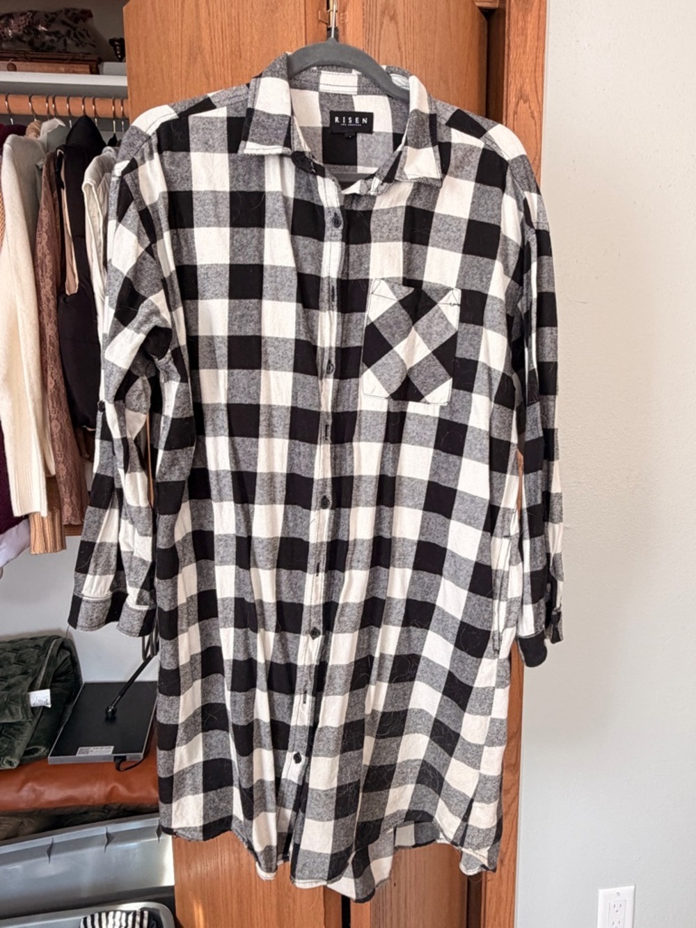 Risen Black & White Buffalo Check Long Sleeve Shirt